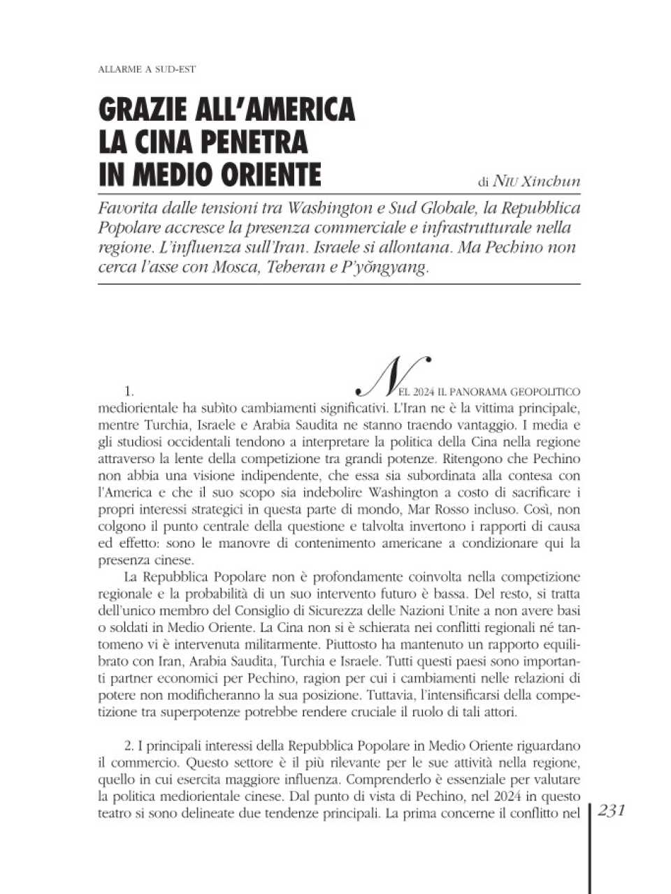 Grazie all’America la Cina penetra in Medio Oriente