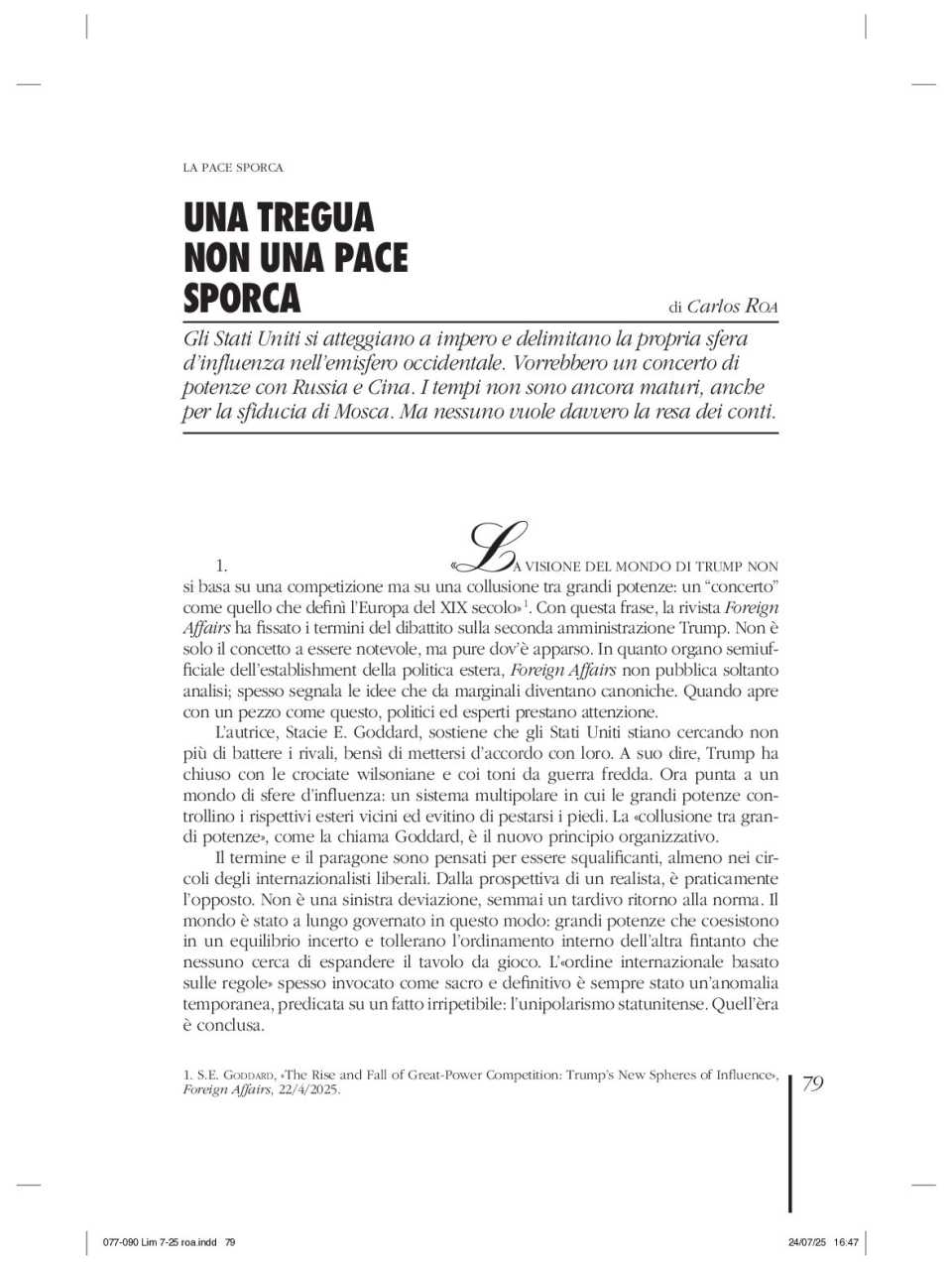 Una tregua, non una pace sporca