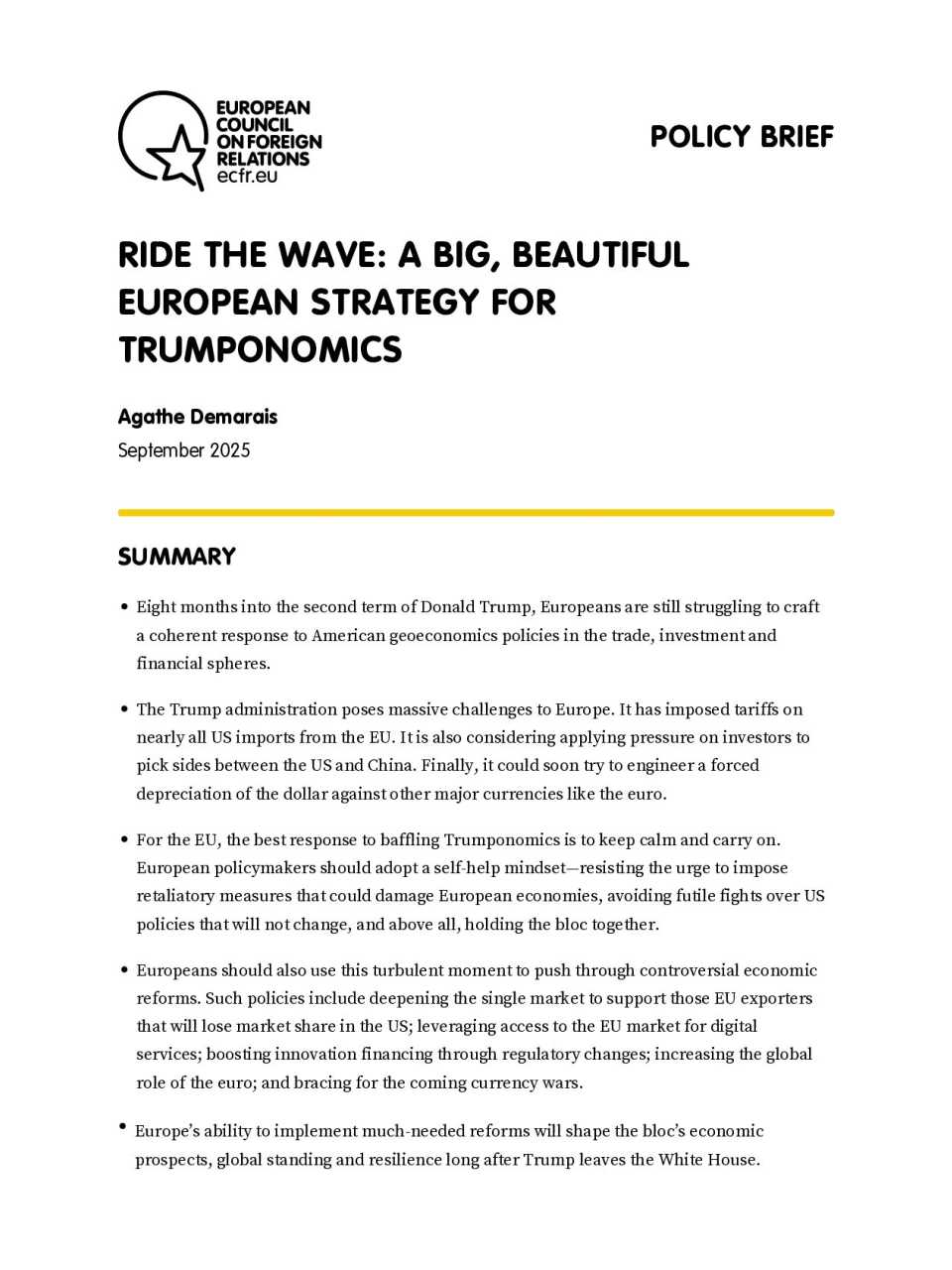 Ride the wave: a big, beautiful European stretegy for Trumponomics