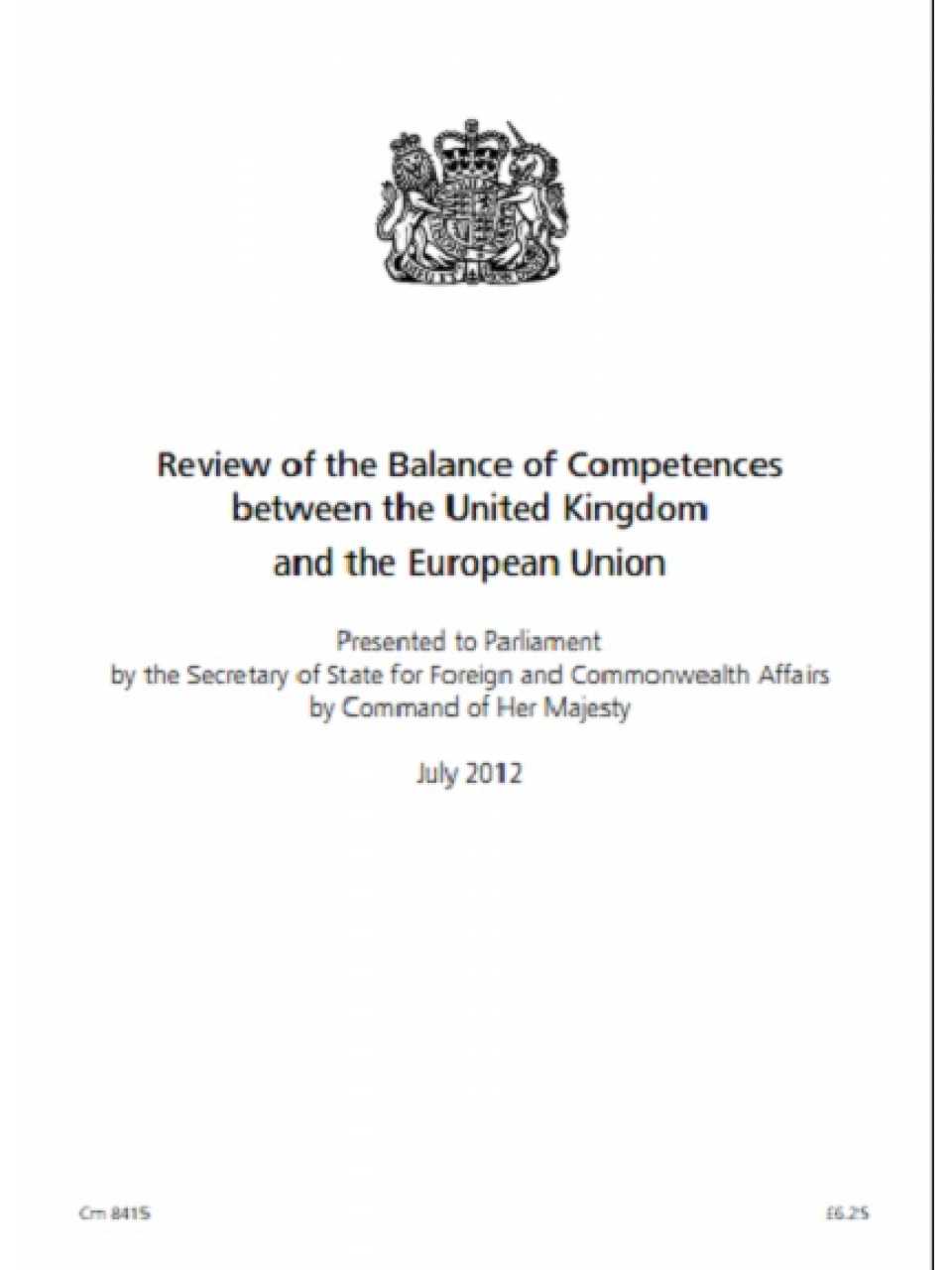 Review of the Balance of Competences between the United Kingdom and the European Union