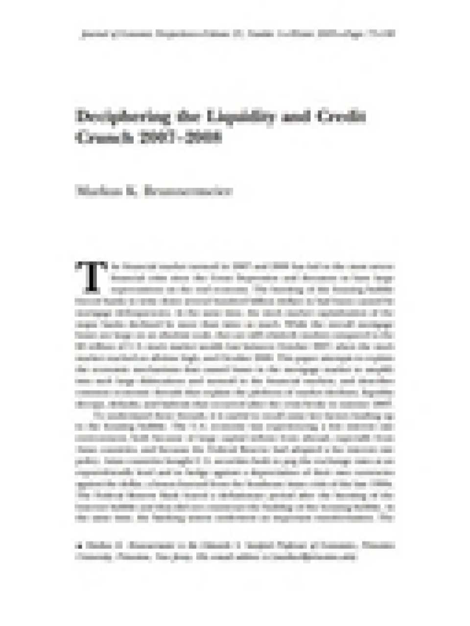 Deciphering the liquidity and credit crunch 2007-2008
