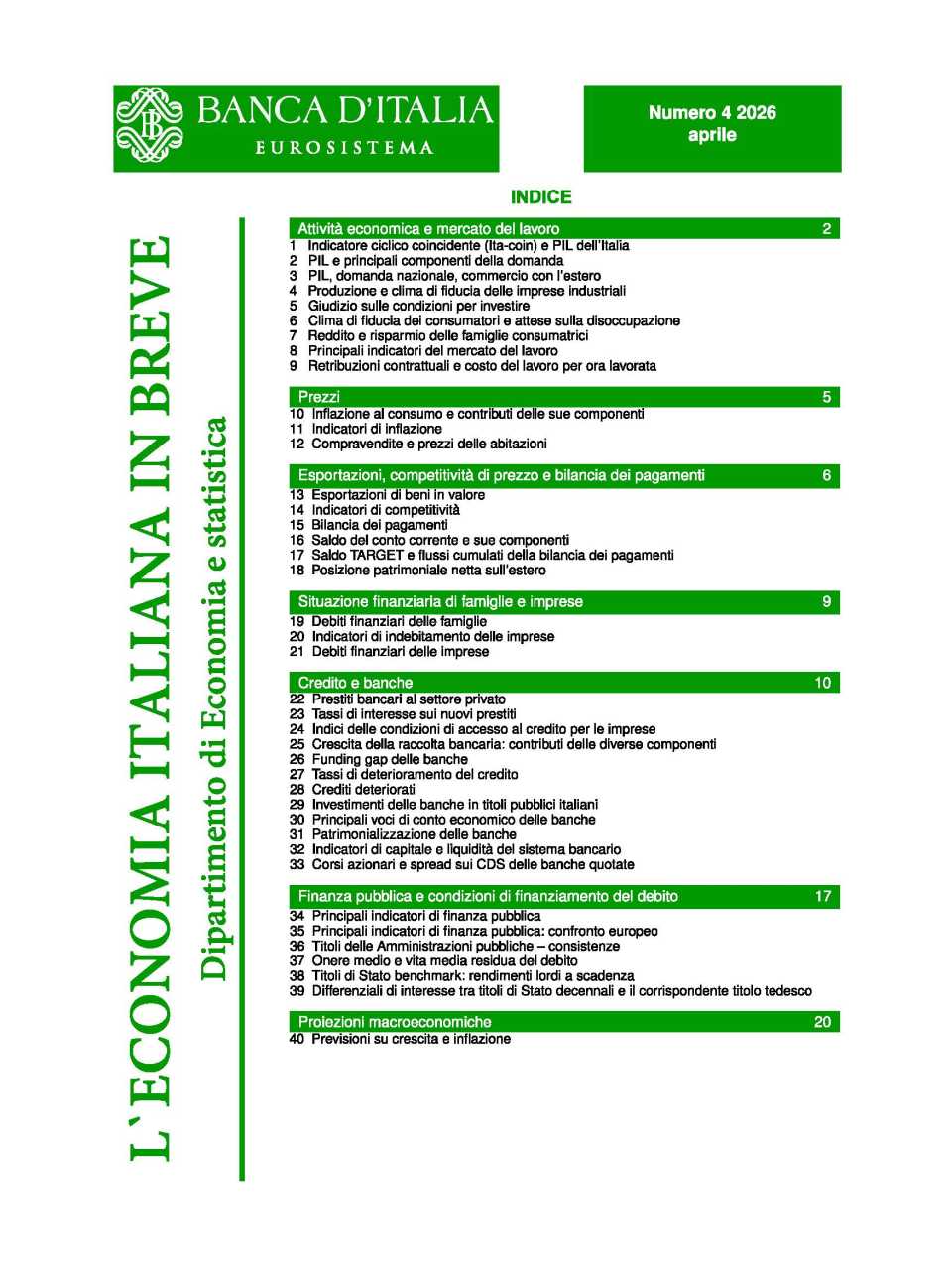 L'economia italiana in breve 4 - 2026