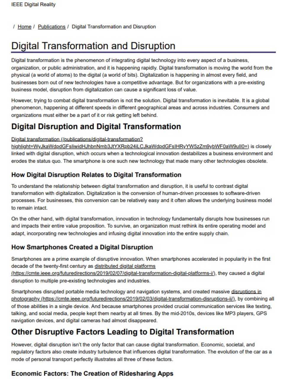 Digital Transformation and Disruption