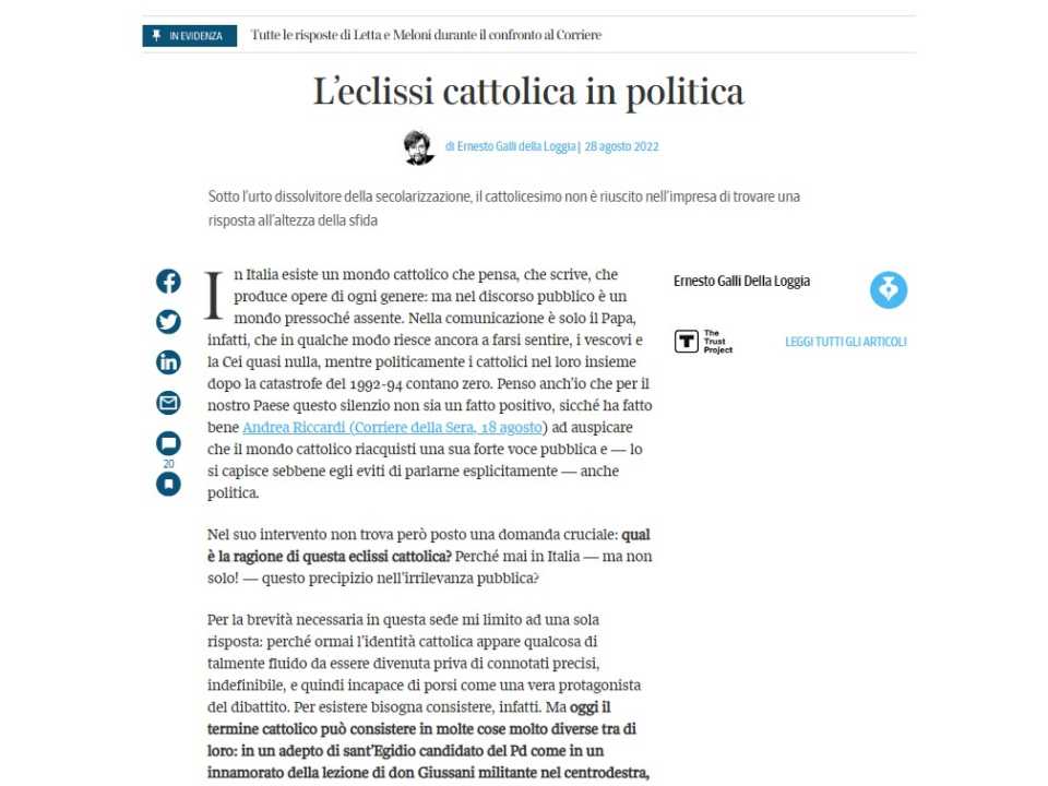 AGGIORNAMENTO PERMANENTEIN PRESENZA
Ricostruire il futuro dell’Italia: le sfide da affrontare (e vincere) nel quadro nazionale ed europeo