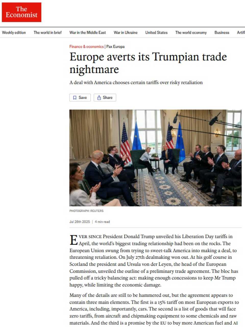 Europe averts its Trumpian trade nightmare
