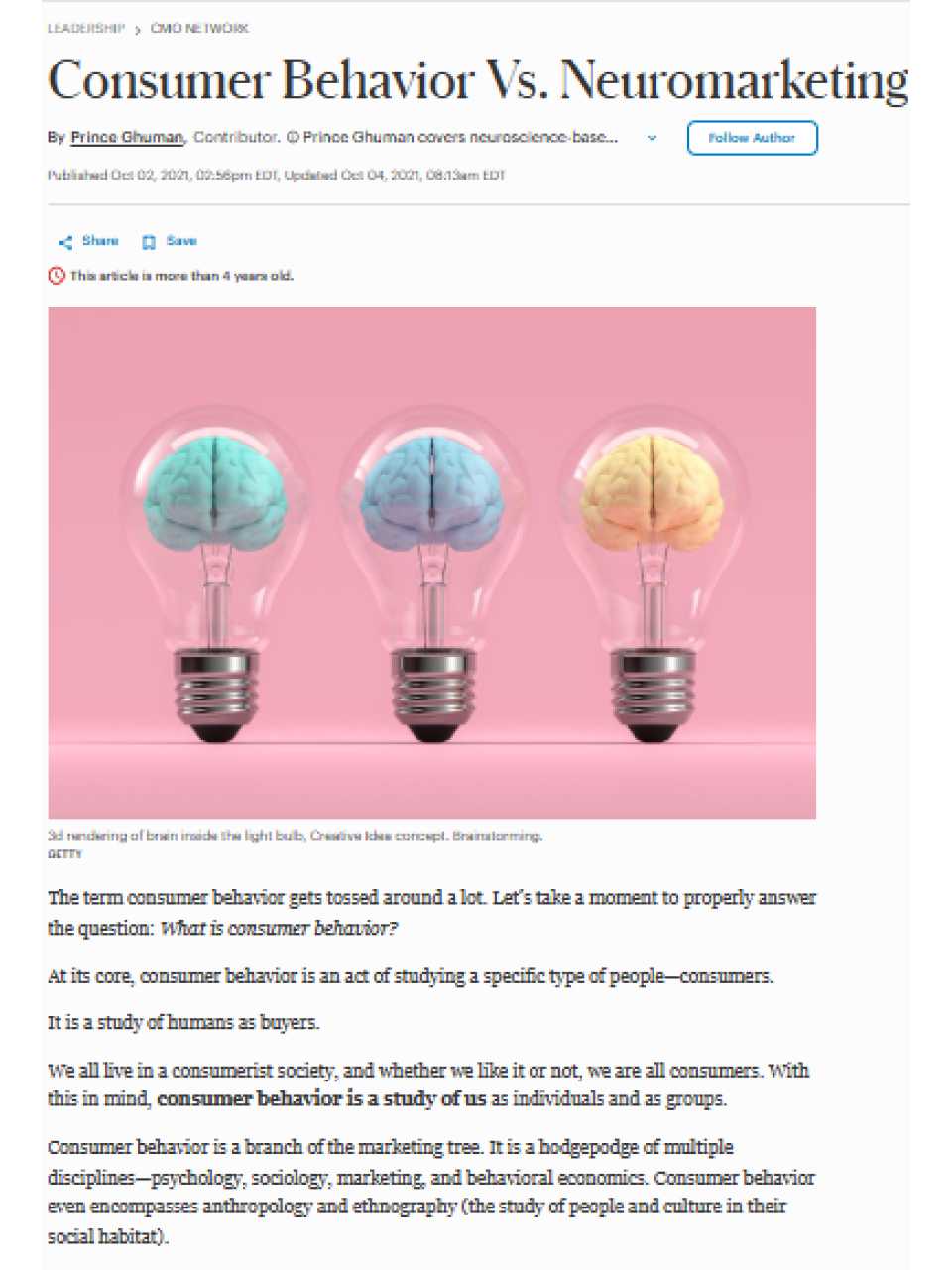 Consumer behavior vs. neuromarketing