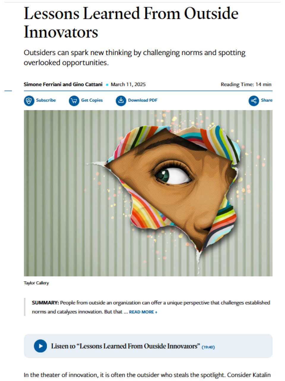 Lessons learned from outside innovators