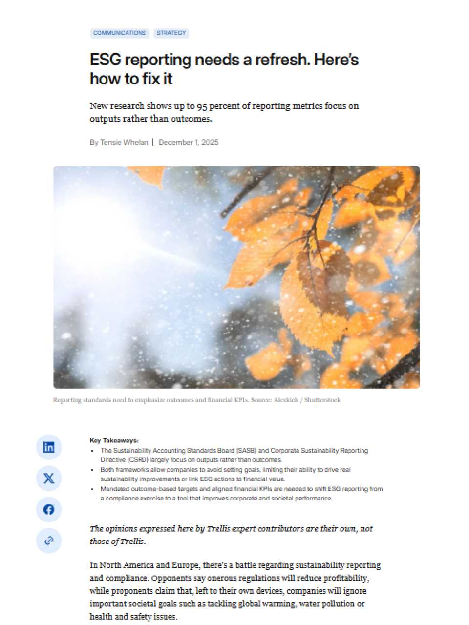 ESG reporting needs a refresh. Here’s how to fix it