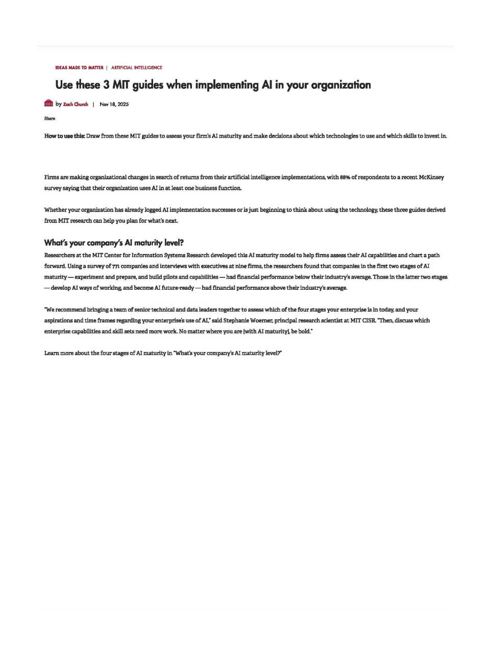 Use these 3 MIT guides when implementing AI in your organization