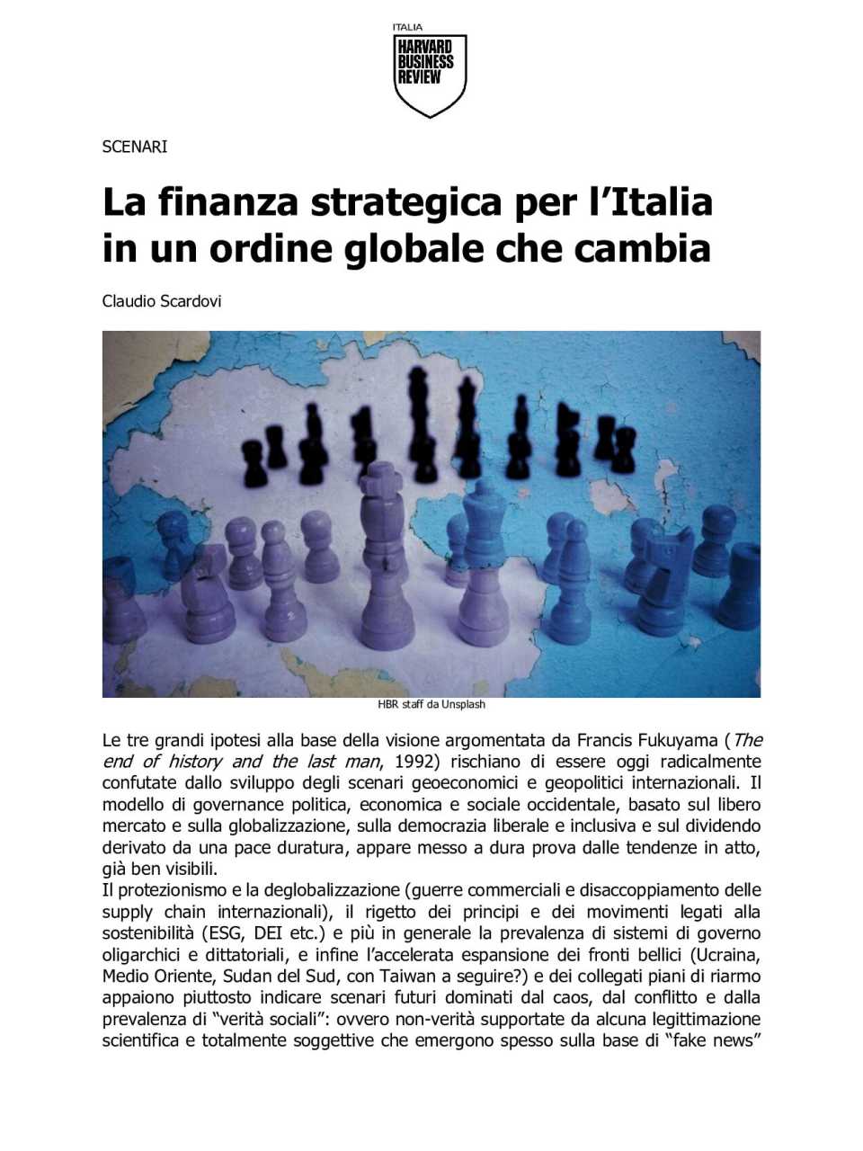 La finanza strategica per l’Italia in un ordine globale che cambia