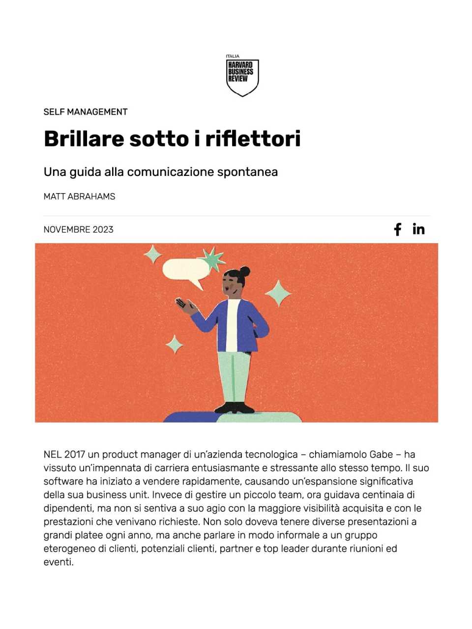 Brillare sotto i riflettori. Una guida alla comunicazione spontanea