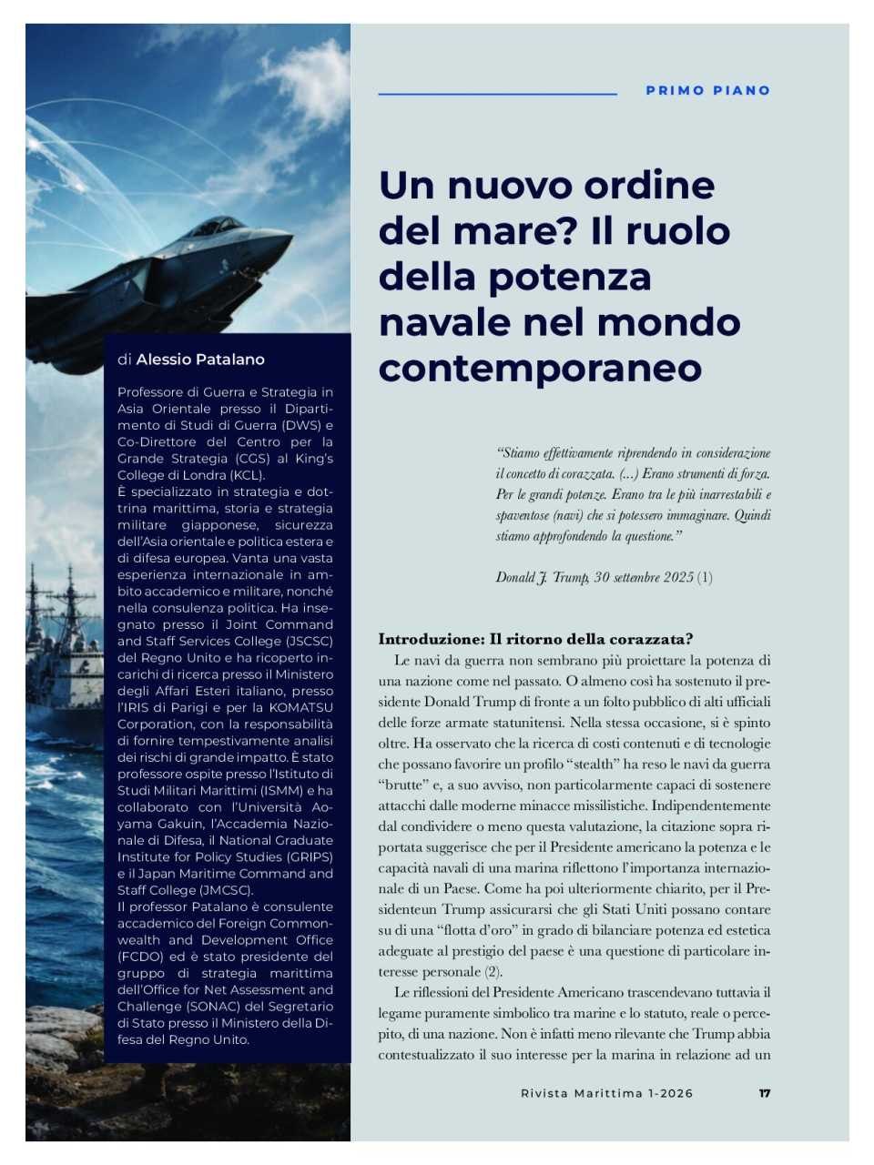 Un nuovo ordine del mare? Il ruolo della potenza navale nel mondo contemporaneo