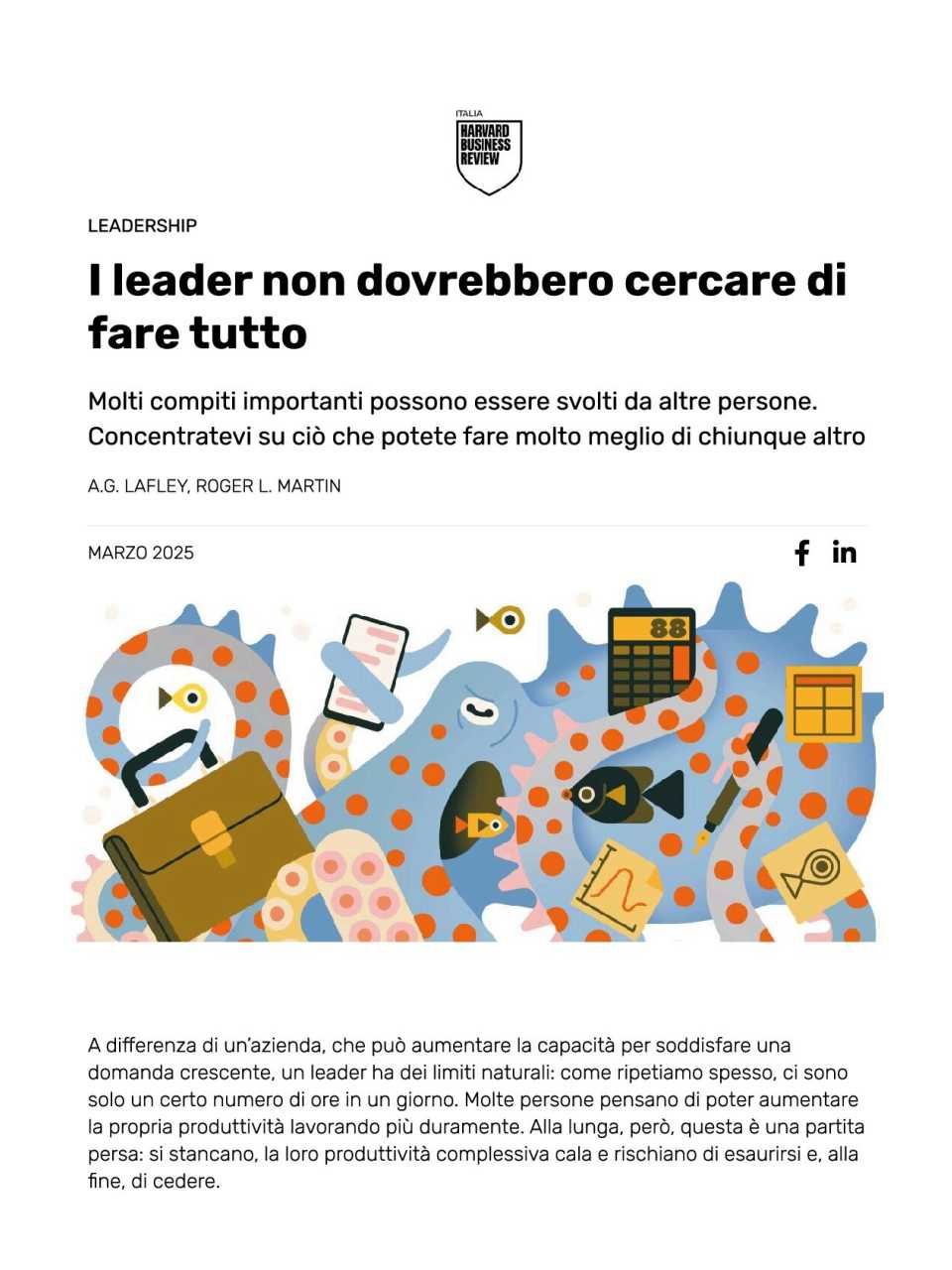 I leader non dovrebbero cercare di fare tutto