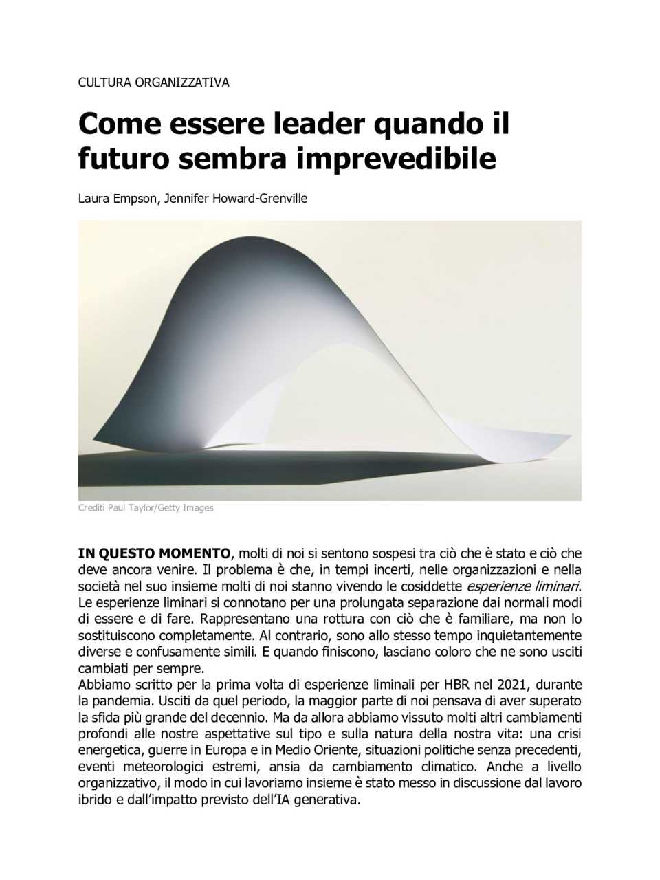 Come essere leader quando il futuro sembra imprevedibile