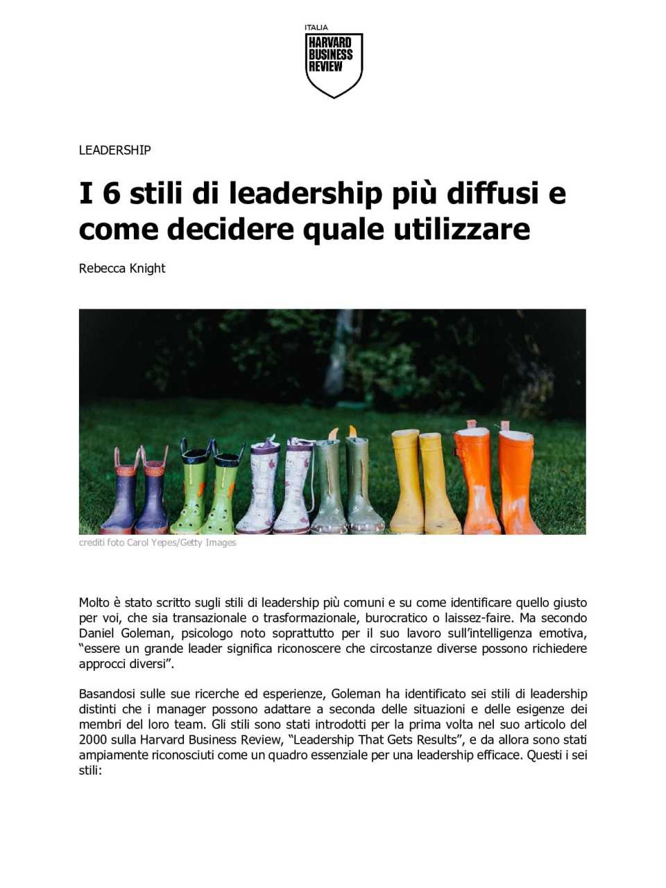 I 6 stili di leadership più diffusi e come decidere quale utilizzare
