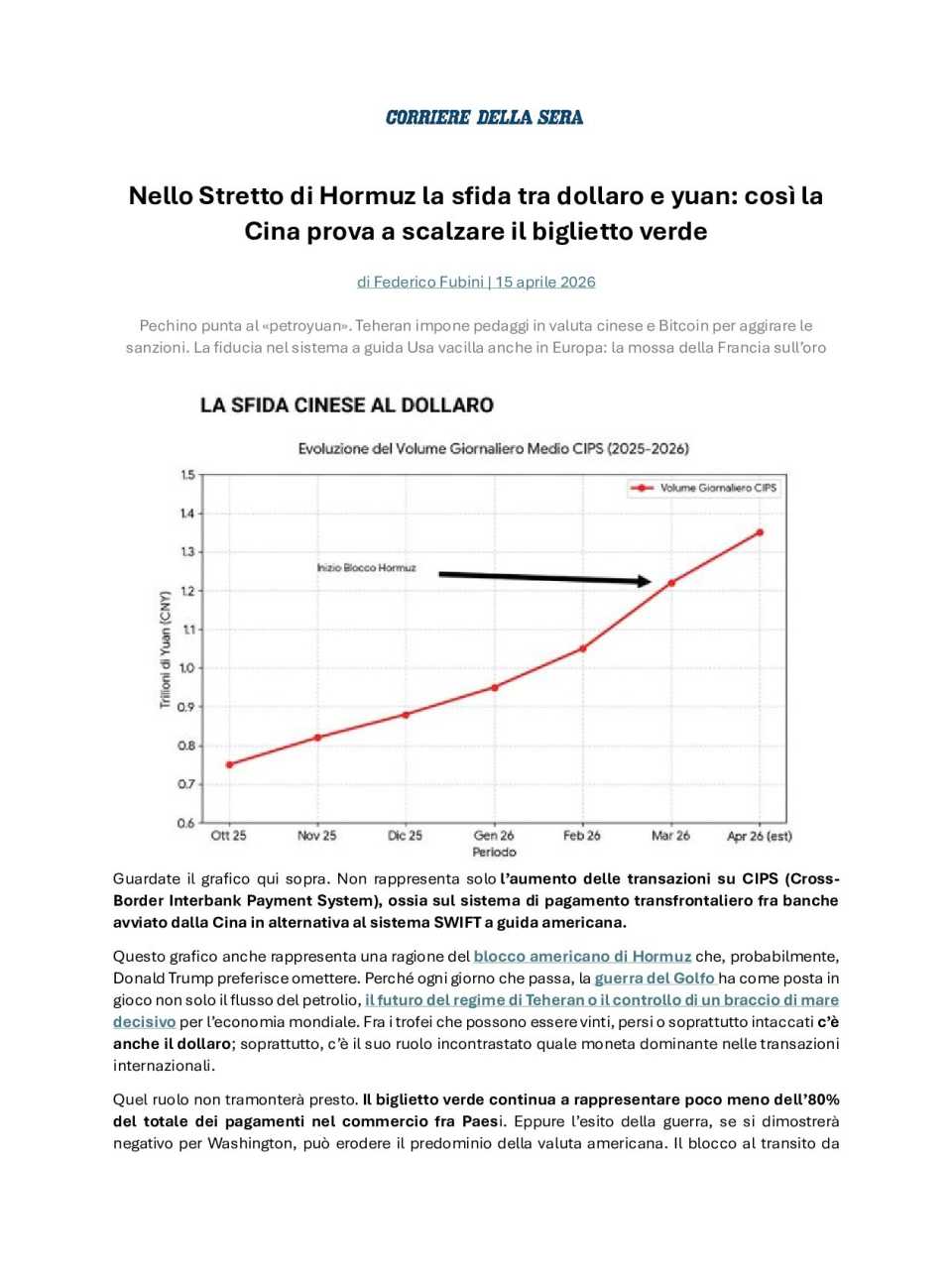Nello Stretto di Hormuz la sfida tra dollaro e yuan: così la Cina prova a scalzare il biglietto verde