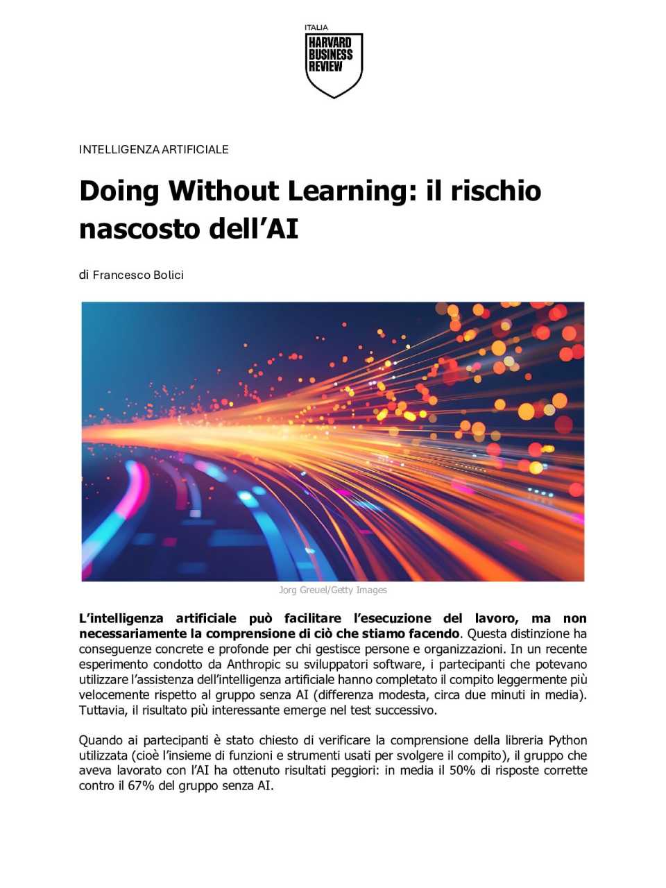 Doing Without Learning: il rischio nascosto dell’AI