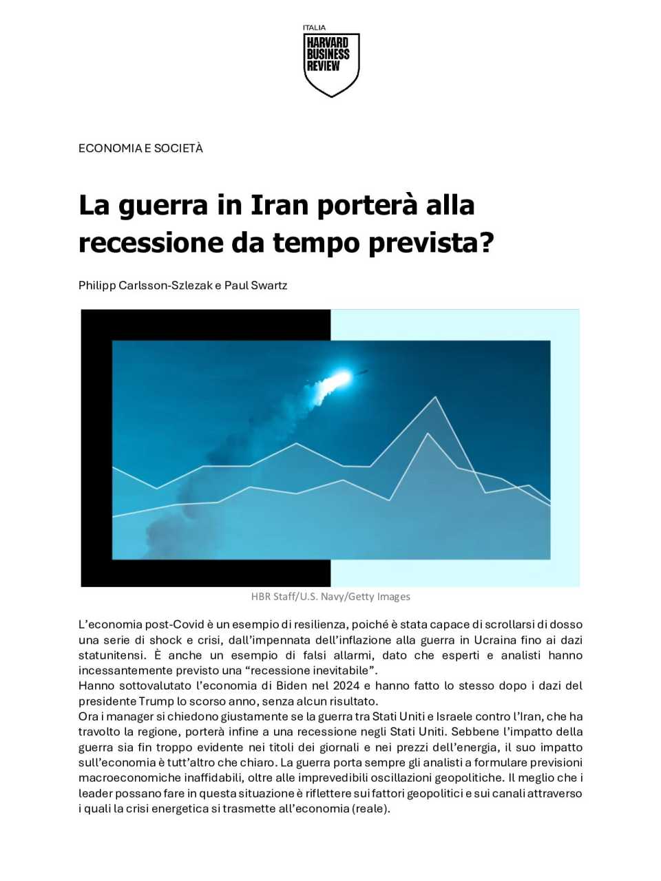 La guerra in Iran porterà alla recessione da tempo prevista?