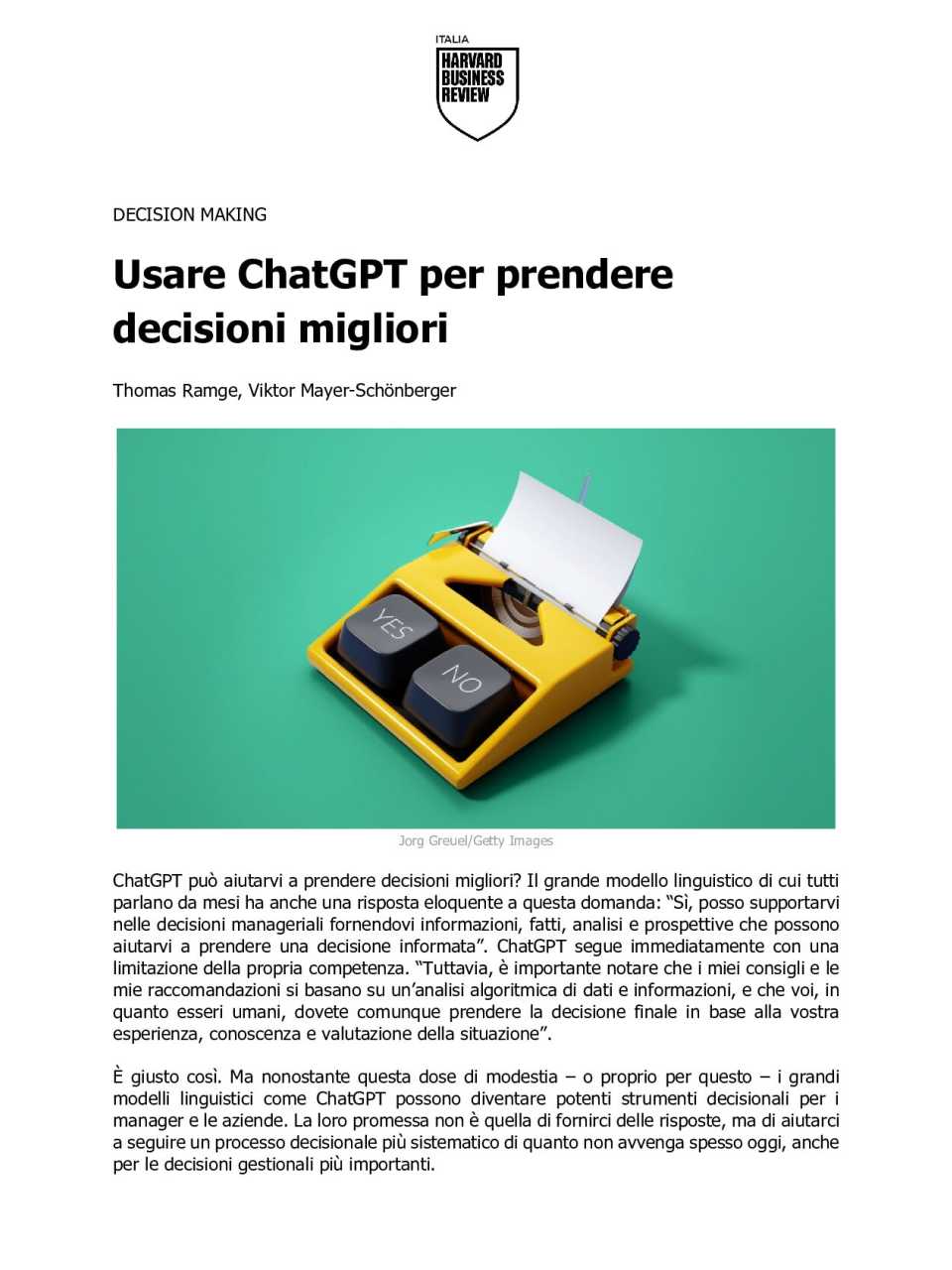 Usare ChatGPT per prendere decisioni migliori