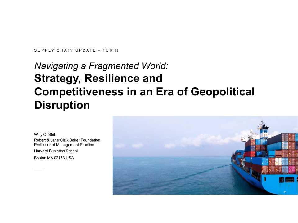Navigating a fragmented world: strategy, resilience and competitiveness in an era of geopolitical disruption