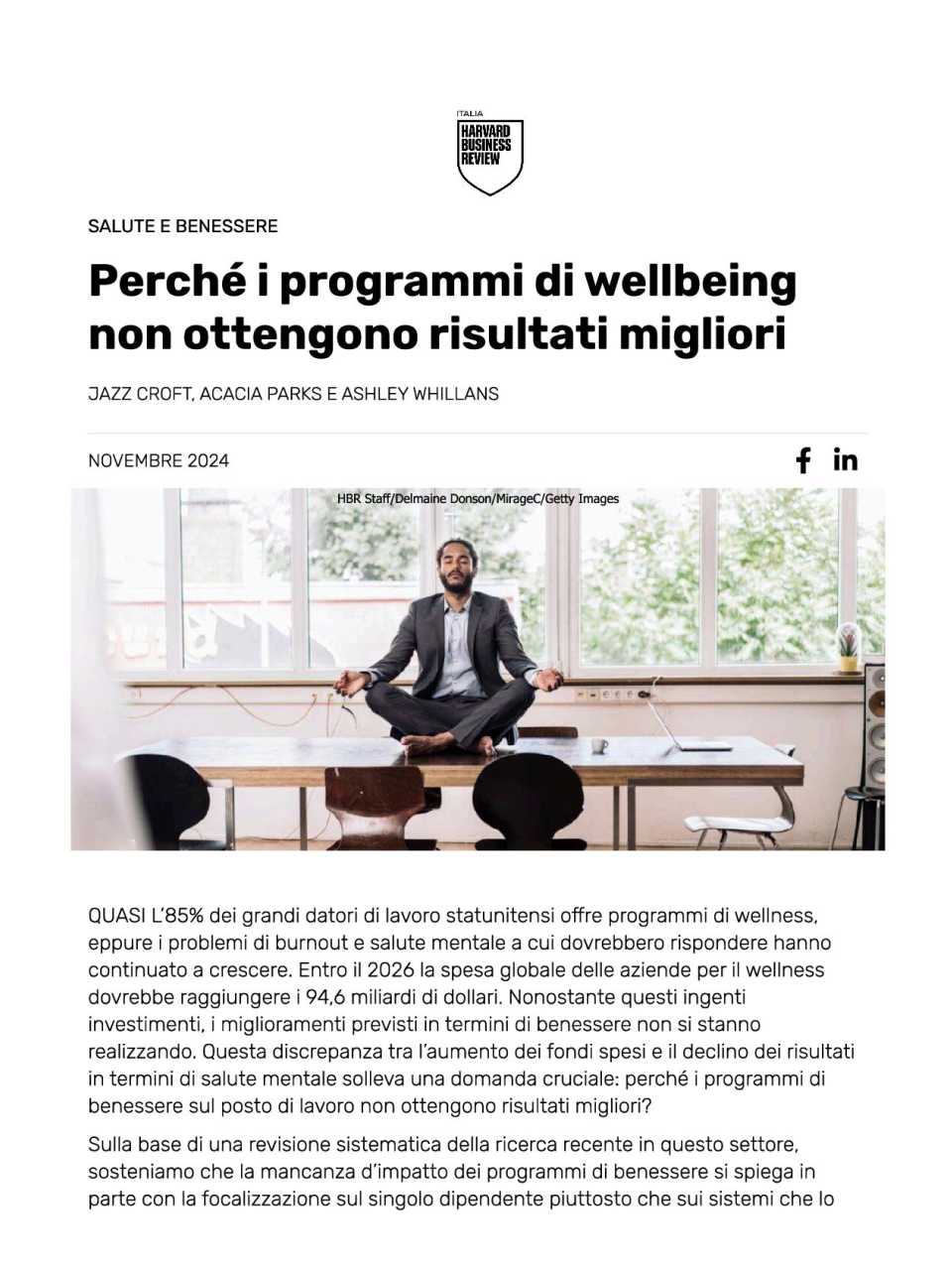 Perché i programmi di wellbeing non ottengono risultati migliori