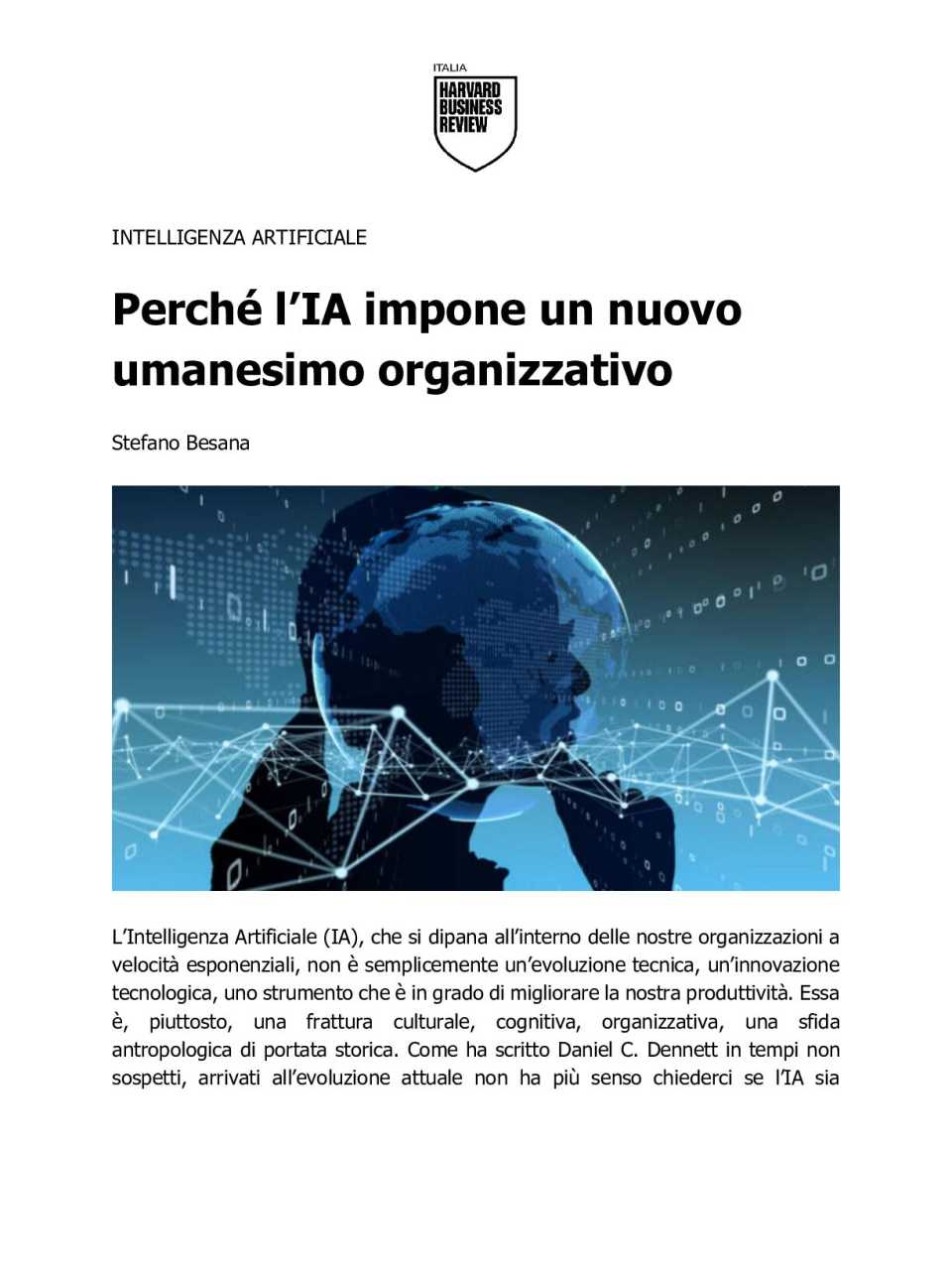 Perché l’IA impone un nuovo umanesimo organizzativo