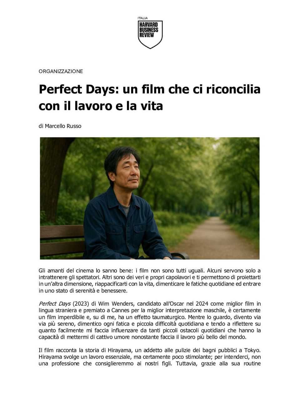 Perfect Days: un film che ci riconcilia con il lavoro e la vita
