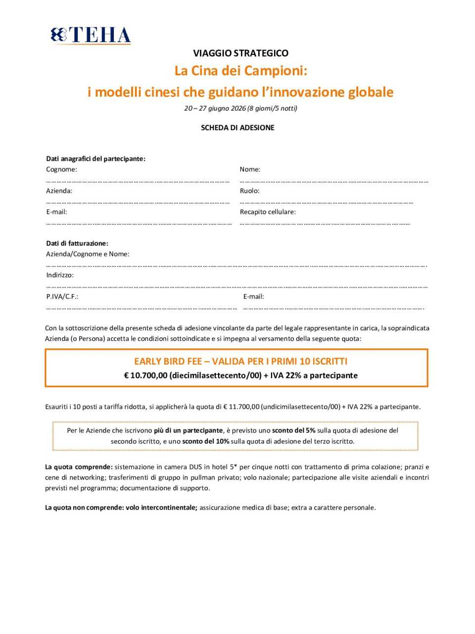 Scheda di adesione Cina 2026