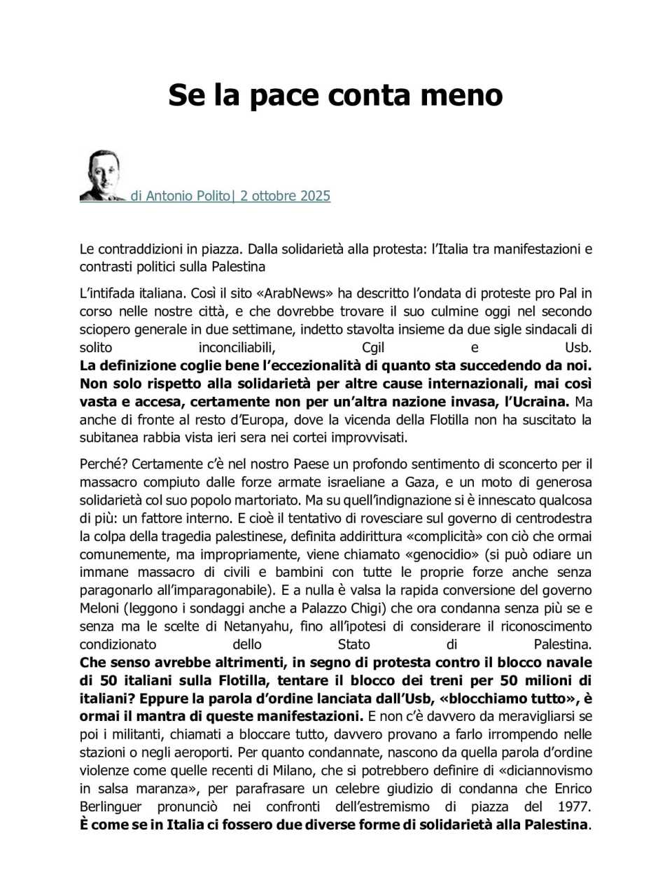 Se la pace conta meno