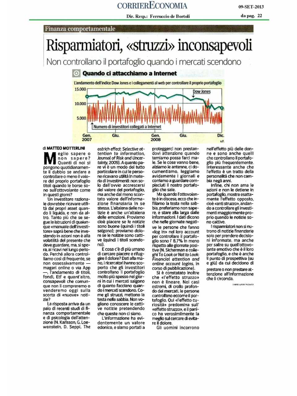Risparmiatori, struzzi inconsapevoli