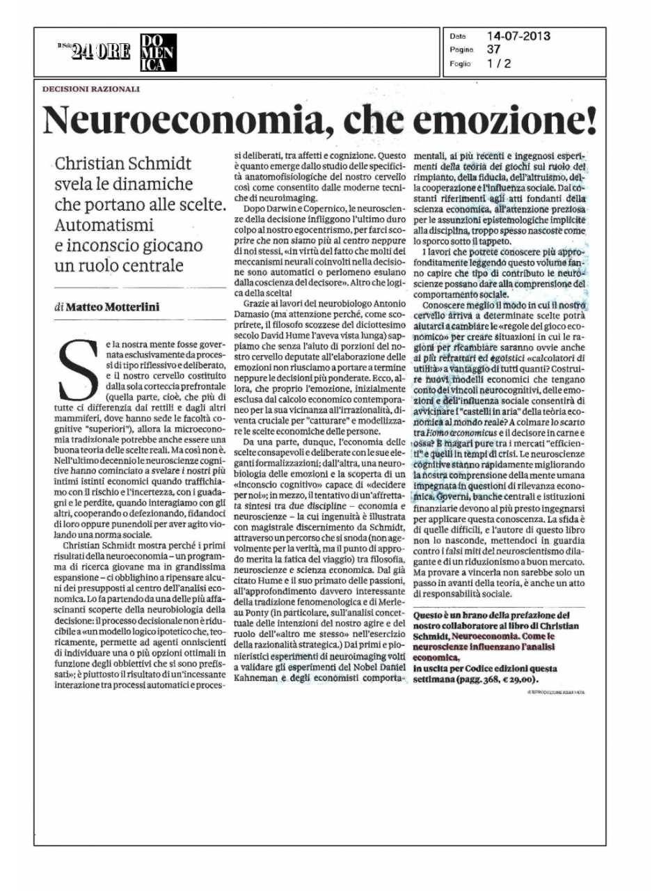 Neuroeconomia, che emozione!