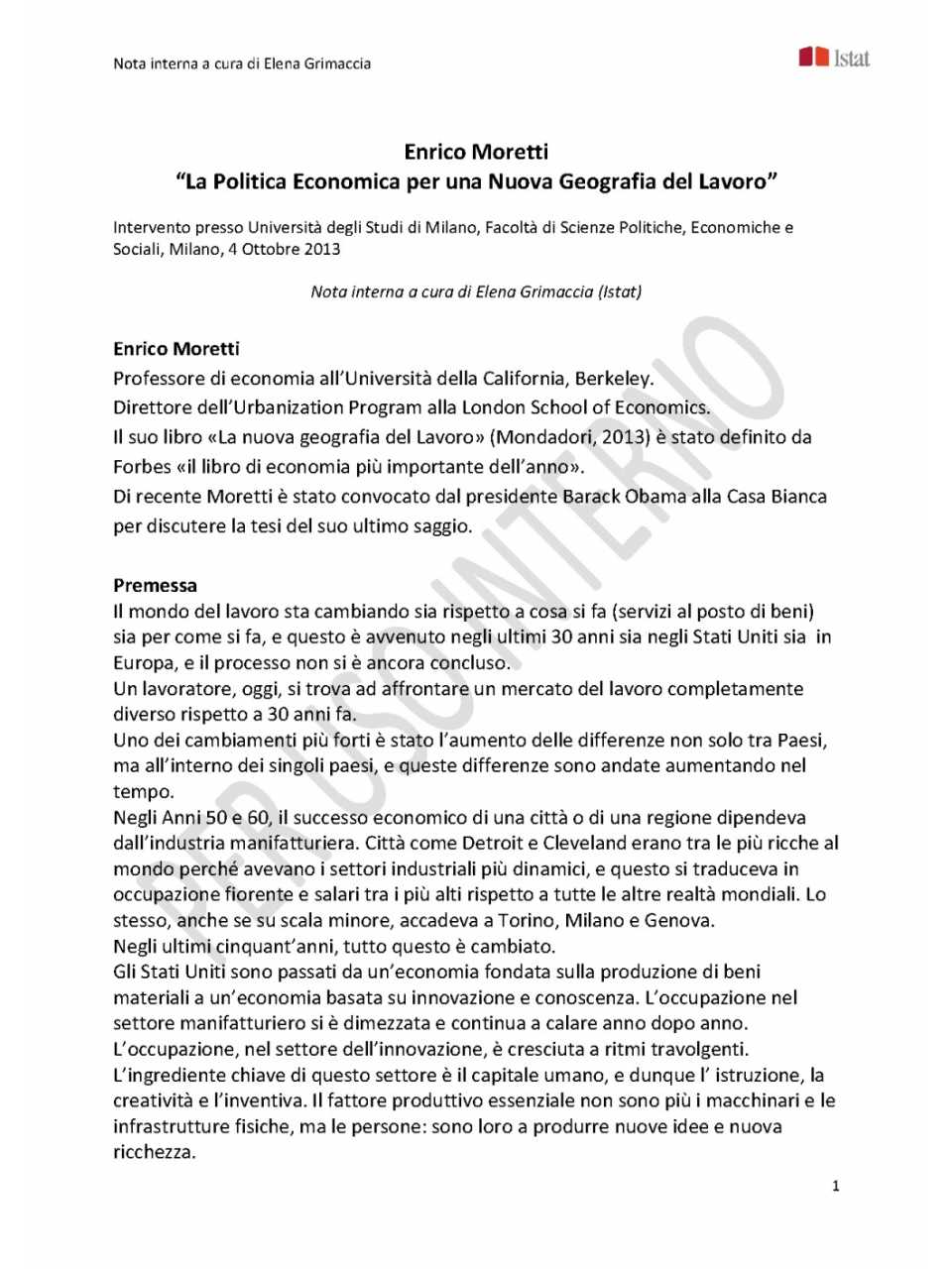 La politica economica per una nuova geografia del lavoro