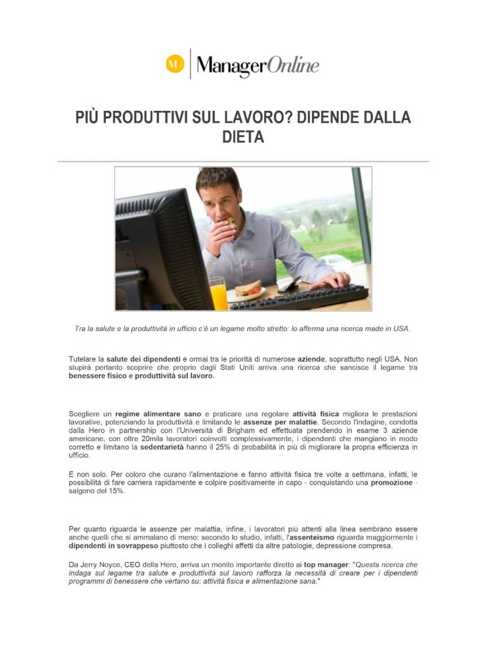 Più produttivi sul lavoro? Dipende dalla dieta