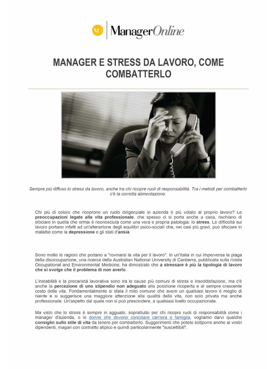 Manager e stress da lavoro come combatterlo