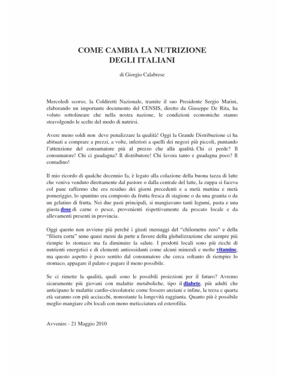 Come cambia la nutrizione degli italiani