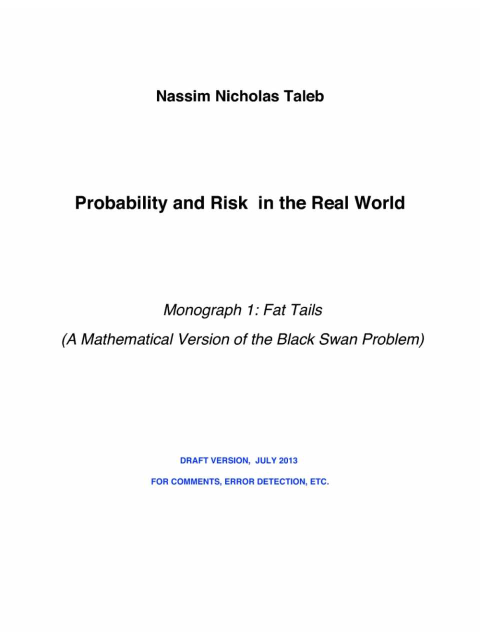 Probability and Risk in the Real World