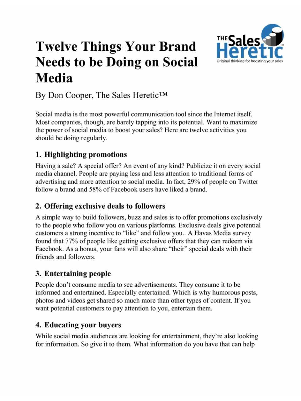 Twelve things your Brand needs to be doing on social media