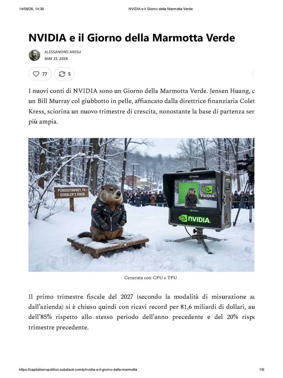 NVIDIA e il Giorno della Marmotta Verde