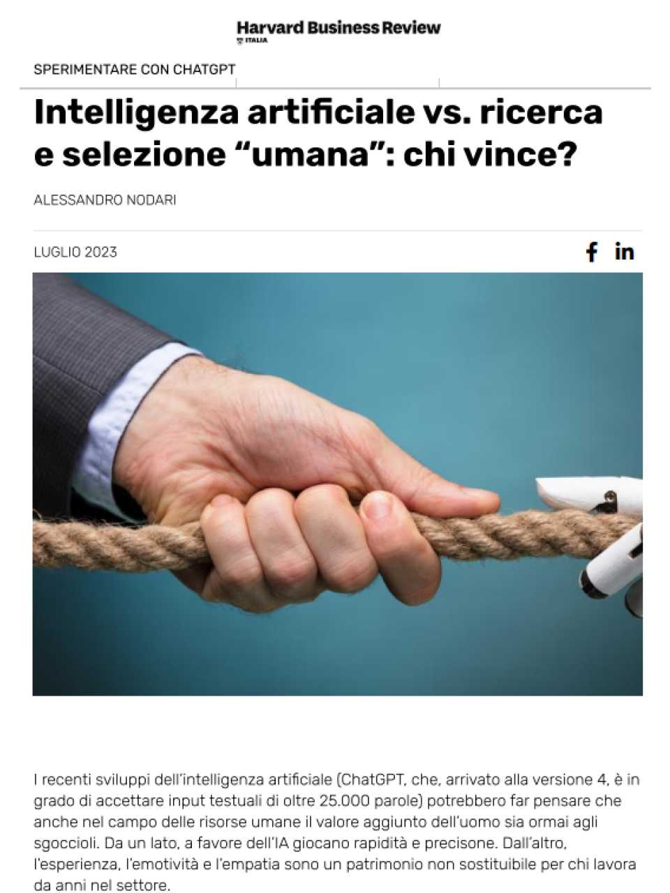 Intelligenza artificiale vs. ricerca e selezione “umana”: chi vince?