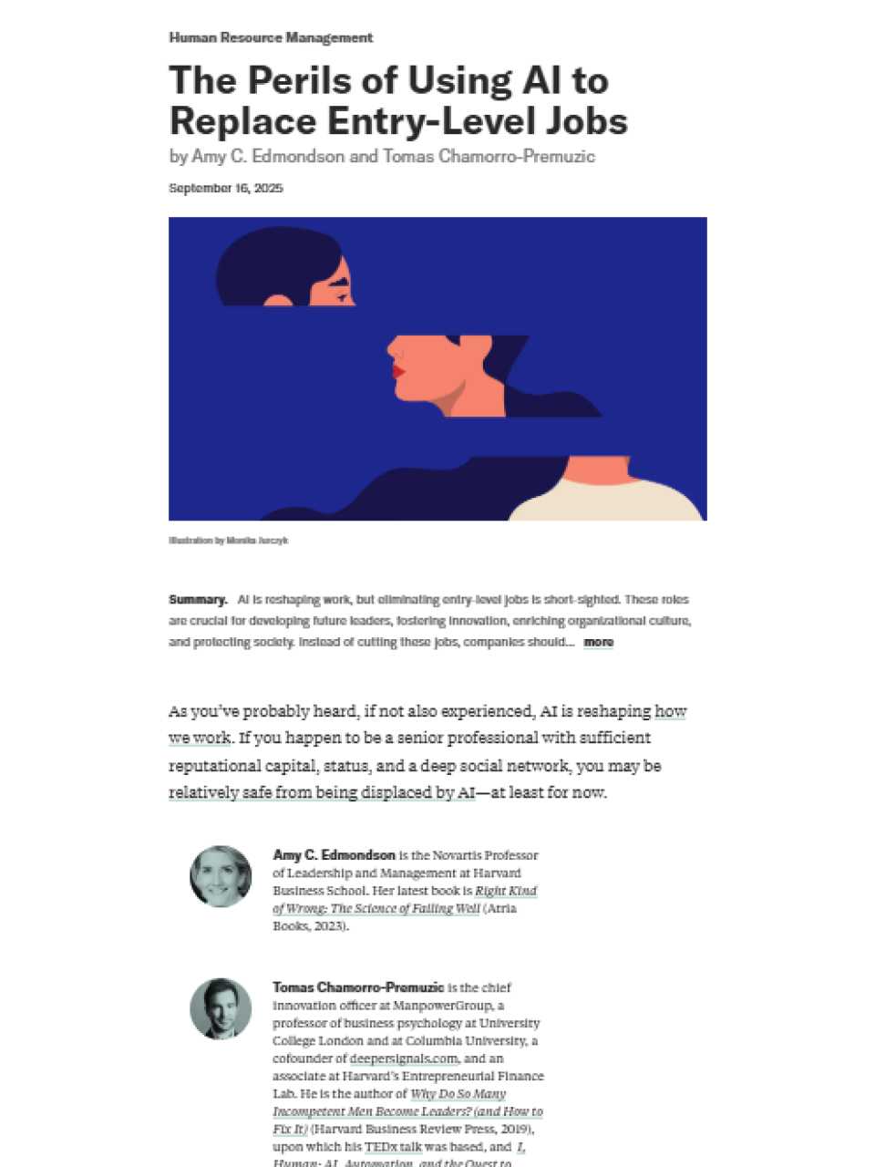 The perils of using AI to replace entry-level jobs
