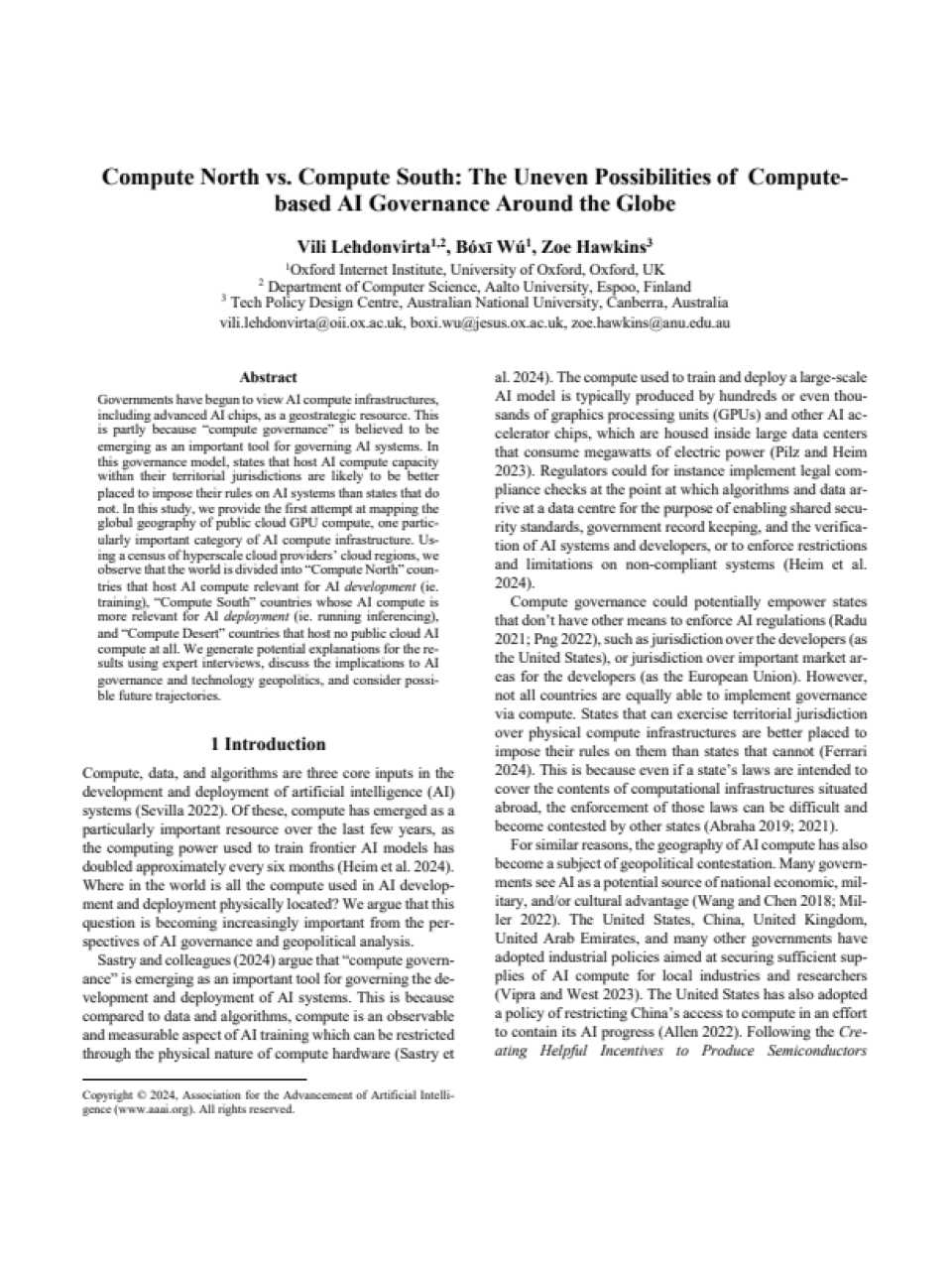 Compute North vs. Compute South: The uneven possibilities of compute- based AI governance around the globe