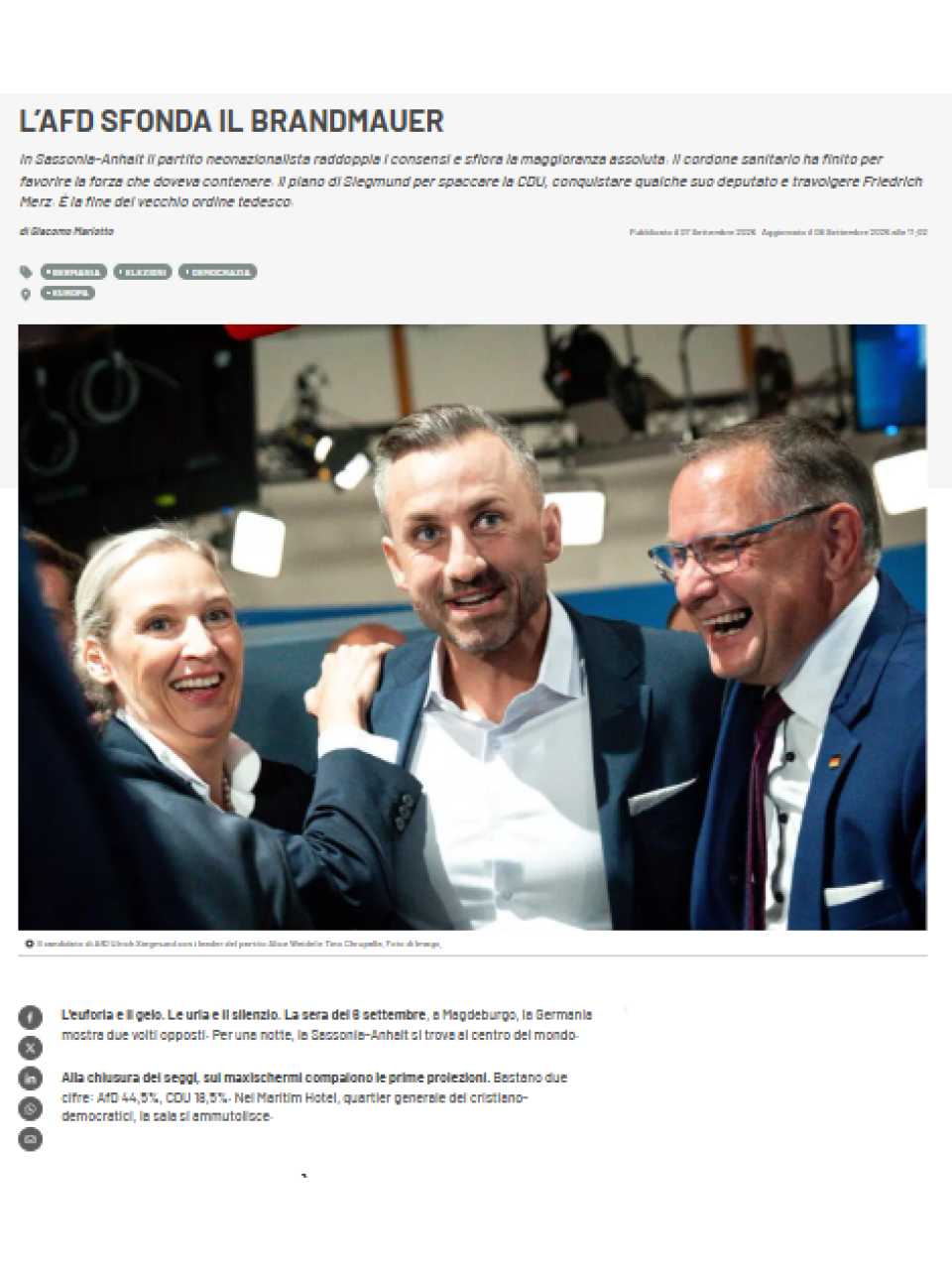 L’AfD sfonda il Brandmauer
